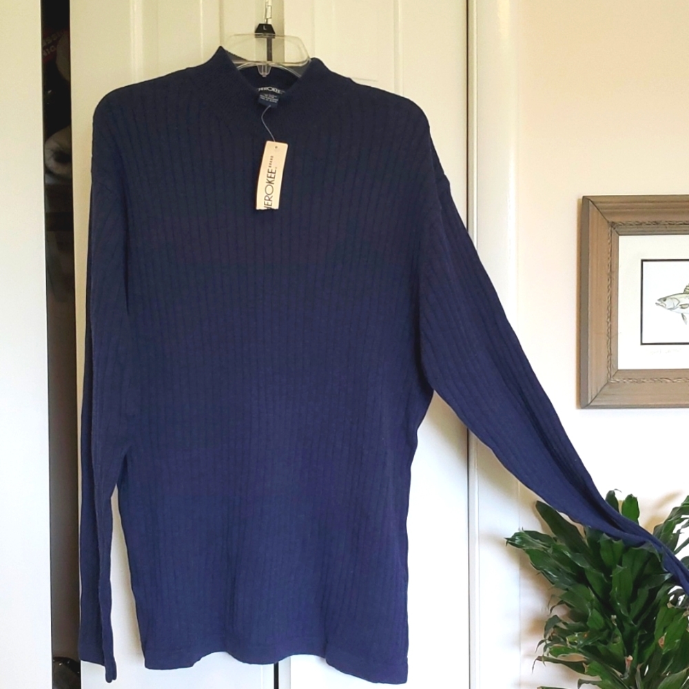 Cherokee NWT Men's Blue Cable Knit Sweater, L